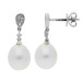 18ct White Gold Pearl & Diamond Drop Earrings