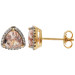 9ct Yellow Gold Morganite Trillion Cut Halo Stud Earrings