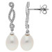 18ct White gold Pearl & Diamond Fancy Drop Earrings