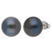 Silver 10mm Freshwater Black Button Pearl Earrings