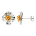 Silver & Yellow Gold Vermeil Poppy Flower Stud Earrings