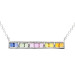 9ct White Gold & Rainbow Sapphire Bar Necklace