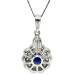 18ct White Gold Sapphire & Diamond Flower Cluster Pendant