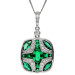 18ct White Gold Diamond & 1.15ct Emerald Pendant