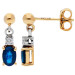 9ct Yellow & White Gold 6mm Sapphire & Diamond Oval Drop Earrings