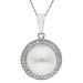 18ct White Gold Pearl & Diamond Cluster Pendant