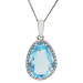 9ct White Gold Sky Blue Topaz & Diamond Pendant