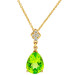 9ct Yellow Gold Peridot & Diamond Pear Shape Drop Pendant Necklace
