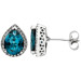 9ct White Gold London Blue Topaz & Diamond Pear Shape Cluster Halo Stud Earrings
