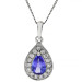 18ct White Gold Tanzanite & Diamond Pear Cluster Pendant