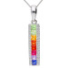 18 White Gold 0.78 Multi-coloured Rainbow Sapphire & 0.10ct Diamond Fancy Liner Pendant