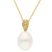 18ct Yellow Gold 9-10mm Teardrop Cultured River Pearl & Diamond Pendant