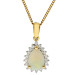 18ct Yellow Gold Opal & Diamond Pear Shape Halo Cluster Pendant