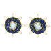 18ct Yellow Gold Aquamarine, Sapphire & Diamond Earrings