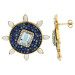 18ct Yellow Gold Aquamarine, Sapphire & Diamond Earrings