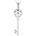 9ct White Gold & Diamond Key Pendant