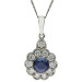 18ct White Gold Sapphire & Diamond Flower Cluster Pendant
