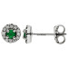 9ct White Gold Diamond & 0.14ct Emerald Earrings
