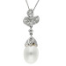 9ct White Gold Pearl & Diamond Floral Pendant