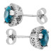 9ct White Gold London Blue Topaz & Diamond Pear Shape Cluster Halo Stud Earrings