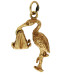 9ct Yellow Gold Stork & Baby Charm