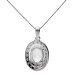9ct White Gold Aquamarine & Diamond Pendant