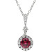 18ct White Gold Diamond & Garnet Pendant