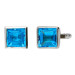 9ct White Gold 0.30ct Square Swiss Blue Solitaire Stud Earrings