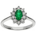 9ct White Gold Emerald & Diamond Cluster Ring