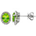 9ct White Gold Peridot & Diamond Halo Stud Earrings