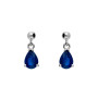 9ct White Gold 7mm Pear Shape Sapphire Solitaire Jewellery Set