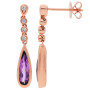 9ct Rose Gold Amethyst & Diamond Fancy Drop Jewellery Set