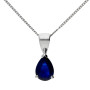 9ct White Gold 7mm Pear Shape Sapphire Solitaire Jewellery Set