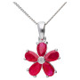 9ct White Gold Ruby & Diamond Flower Jewellery Set