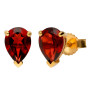 9ct Yellow Gold 7mm Pear Garnet Solitaire Pendant & Earrings Jewellery Set