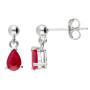 9ct White Gold 6mm Pear Ruby Solitaire Jewellery Set