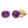 9ct Yellow Gold 5mm Round Amethyst Solitaire Jewellery Set