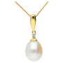 9ct Yellow Gold Freshwater Pearl & Diamond Pendant & Earrings Jewellery set