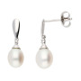 9ct White Gold Freshwater Pearl & Diamond Pendant & Earrings Jewellery set