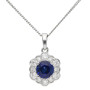 18ct White Gold Sapphire & Diamond Floral Cluster Jewellery Set