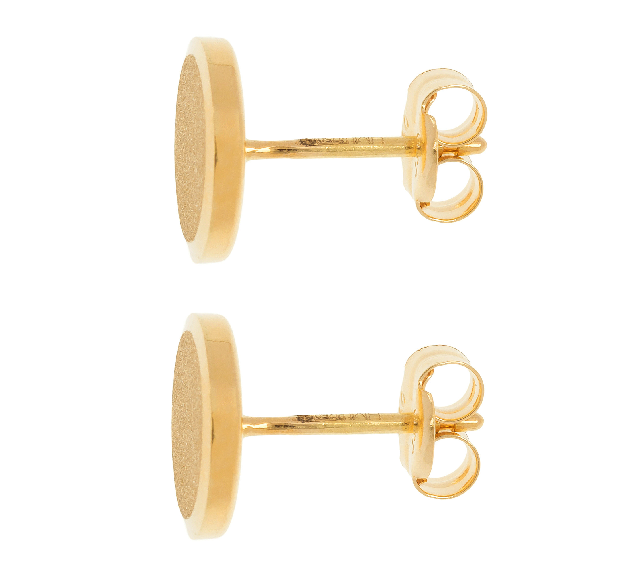 18ct Yellow Gold 9mm Satin Disc Stud Earrings | Buy Online | Free and ...