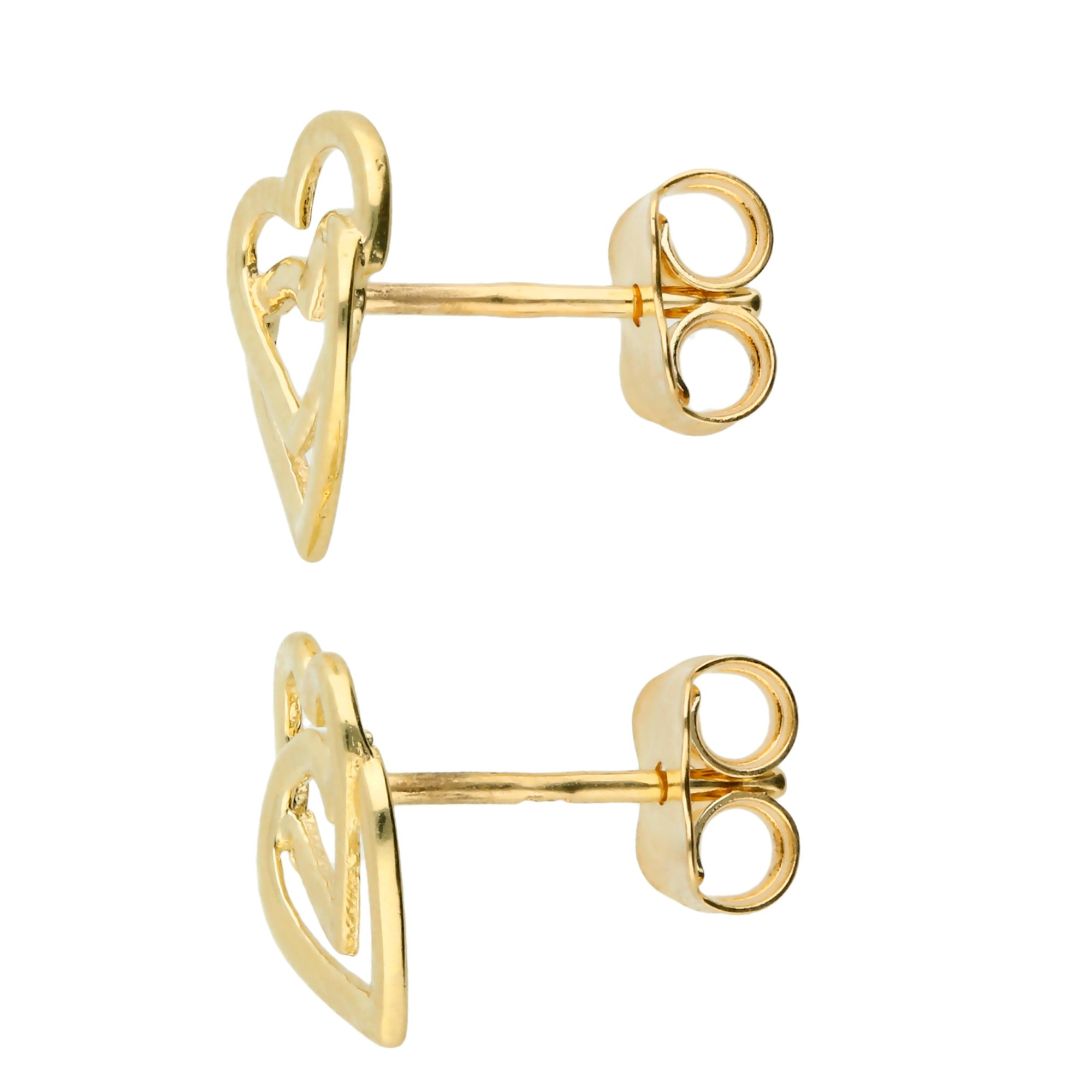 9ct Gold Square Heart Gift Stud Earrings Gift Boxed Made in UK 
